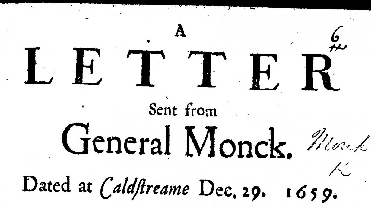 The letter sent to General Monk that ended Cromwellian government and invited the King back to England, to sit as the legislator with the Houses of Parliament.